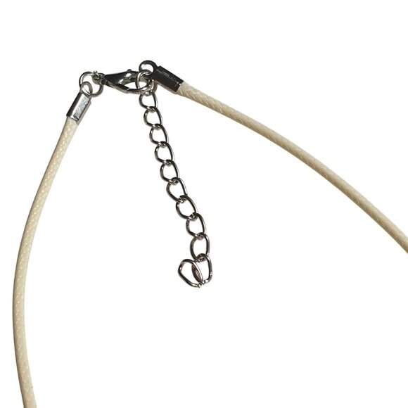 Natural Raw Pyrite Stone Pendant Beige Cord Necklace 17" To 19" Length Gift - Picture 2 of 5